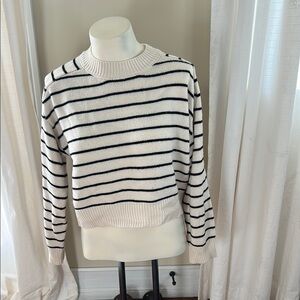Tamari Striped Navy and White Cropped Sweater